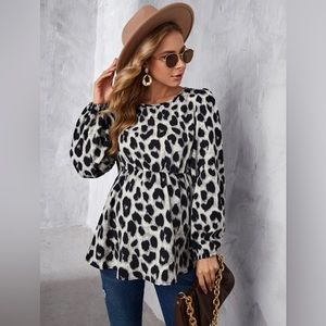 Snow Leopard Maternity Peplum Top
